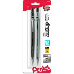 image:imagePentel Sharp Mechanical Pencil 07mm Metallic Barrels Assorted Barrel Colors Pack of 2 P207MBP2