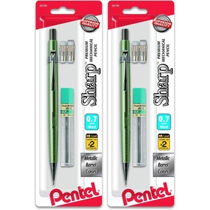 image:imagePentel Sharp Mechanical Pencil 07mm Metallic Barrels Refill Eraser Barrel color may varyP207MLEBP1 Count Pack of 2