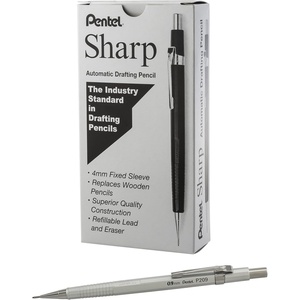 image:imagePentel Sharp Mechanical Pencil 09mm Metallic Silver Barrel Box of 12 P209Z