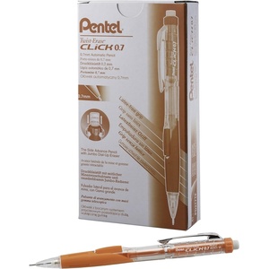 image:imagePentel TwistErase CLICK Mechanical Pencil 07mm CLEAR Barrel Orange Grip 12 pack PD277TF