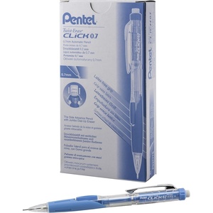image:imagePentel TwistErase CLICK Mechanical Pencil 07mm CLEAR Barrel Sky Blue Grip 12 pack PD277TS