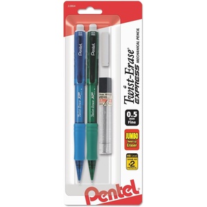 image:imagePentel TwistErase Express Automatic Pencil with Lead and Eraser 05mm Assorted Barrels 2 Pack QE415LEBP2
