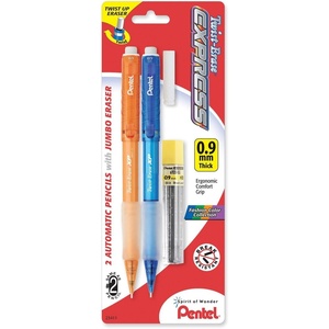 image:imagePentel TwistErase Express Automatic Pencil with Lead and Eraser 09mm QE419FLEBP2 AssortedAssorted Colors