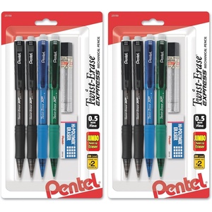 image:imagePentel TwistErase Express Mechanical Pencil 05mm Assorted Barrel Colors QE415LZBP44 Count Pack of 2