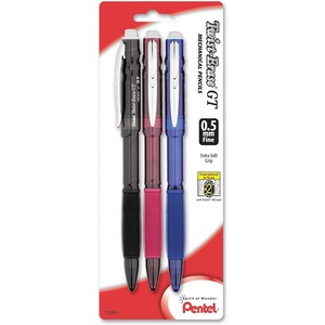 image:imagePentel TwistErase GT 05mm Mechanical Pencil Assorted Barrel Colors Color May Vary Pack of 3 QE205BP3M
