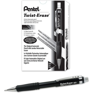 image:imagePentel TwistErase III Mechanical Pencil 05mm Black Barrel 12 Pack QE515A