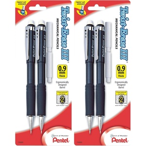 image:imagePentel TwistErase III Mechanical Pencil 09mm Assorted Barrel Colors with 2 Eraser Refills Pack of 2 QE519BP2K62 Count Pack of 4