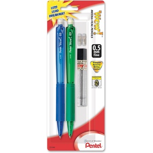 image:imagePentel Wow Mechanical Pencil 05mm Assorted Barrels with 2 Pencils Lead and 2 Erasers AL405LEBP2