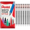image:imagePentel Superb Ballpoint Pen Ball Point Pens 07mm Nib Tip 025mm Line Width Fine Line Refillable Ink BK77  Red Ink  Pack of 8 in Envelope Gift Packaging8