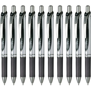 image:imagePentel BL77A EnerGel Ink Ballpoint Pen 07 Black 10 Pieces003 inch 07 mm Black Silver Shaft