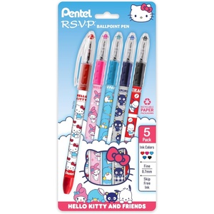image:imagePentel RSVP Ballpoint Pen Hello Kitty and Friends Limited Edition Mix 2 07mm Fine Line Assorted Ink 5Pk BK90HKPF5M1