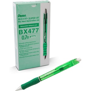 image:imagePentel RSVP Super RT Ballpoint Pen 07mm Fine Line Violet Ink BX477VGreen