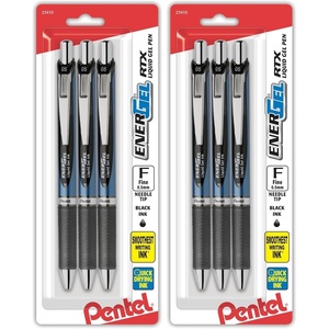 image:imagePentel EnerGel RTX Retractable Liquid Gel Pen 05mm Fine Line Needle Tip Blue Ink Pack of 3 BLN75BP3C