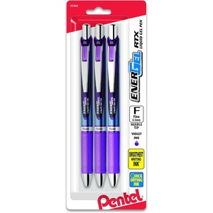 image:imagePentel EnerGel RTX Retractable Liquid Gel Pen 05mm Fine Line Needle Tip Blue Ink Pack of 3 BLN75BP3CViolet