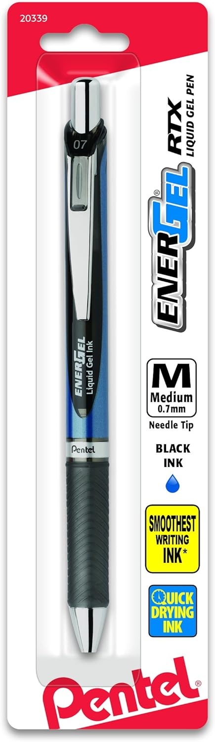 image:imagePentel EnerGel RTX Retractable Liquid Gel Pen 05mm Fine Line Metal Tip Assorted Ink Colors Pack of 5 BLN75BP5MBlack