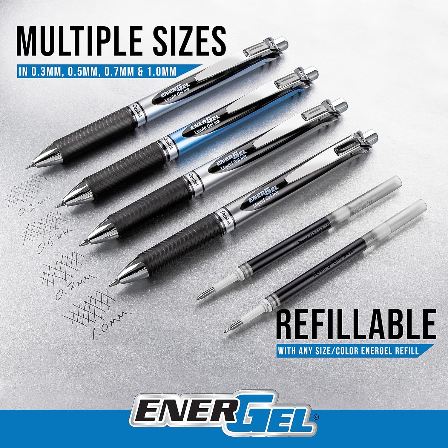 image:imagePentel EnerGel RTX Retractable Liquid Gel Pen 05mm Fine Line Metal Tip Assorted Ink Colors Pack of 5 BLN75BP5MViolet