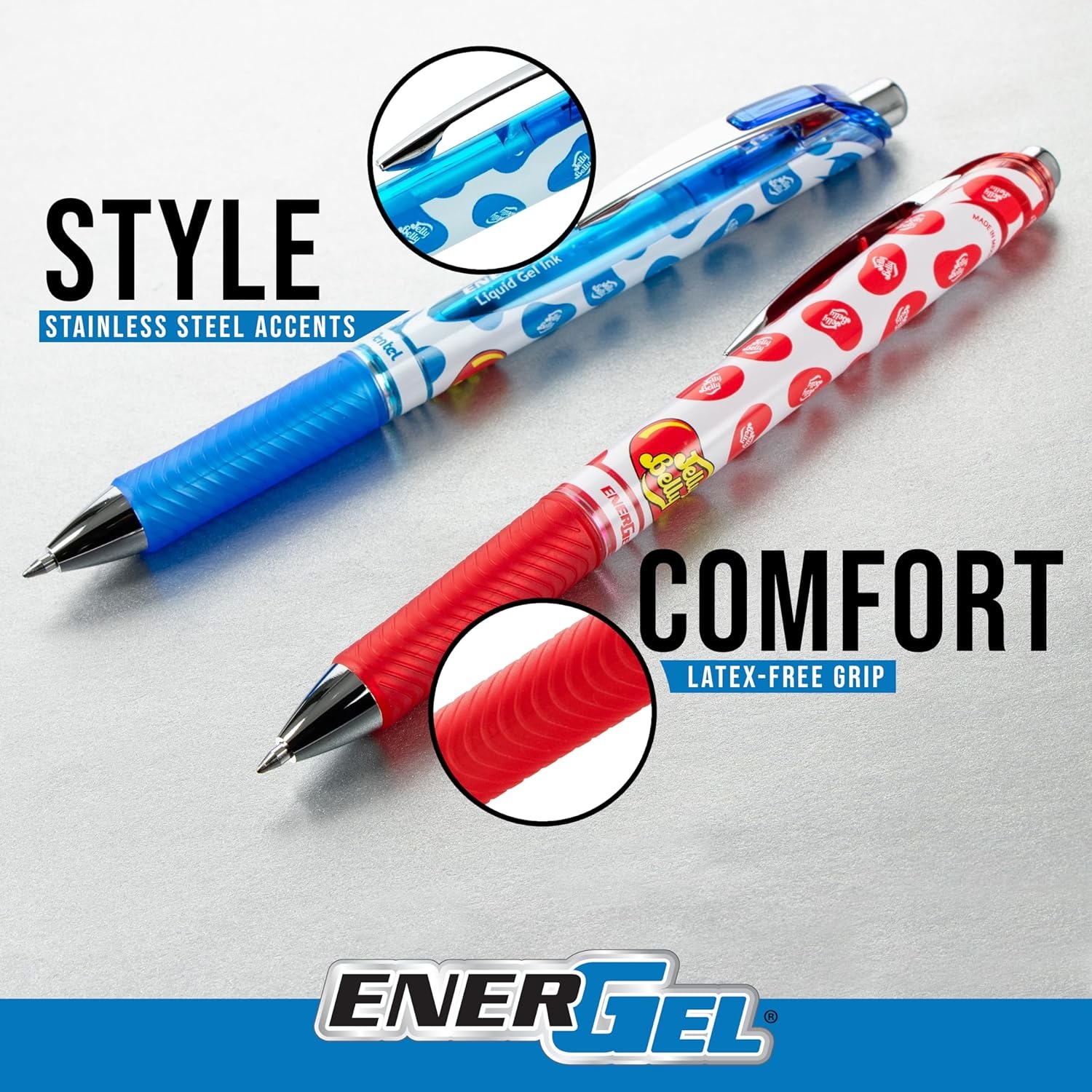 image:imagePentel EnerGel RTX Retractable Liquid Gel Pen Jelly Belly Limited Edition 07mm tip Assorted colors Pack of 5 pens BL77PF5MJB