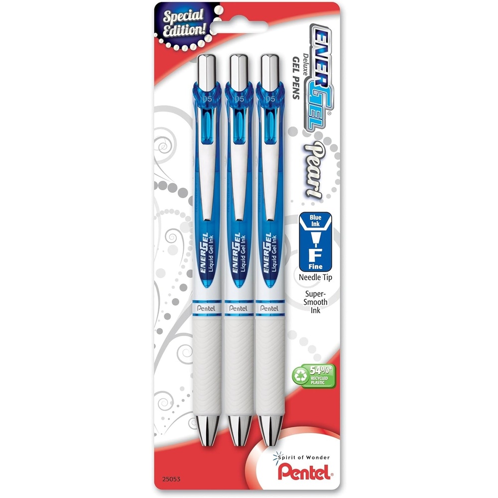 image:imagePentel EnerGel Pearl RTX Retractable Liquid Gel Pen 07mm Medium Line Needle Tip Assorted Ink Colors Pack of 4 BLN77WBP4MBlue