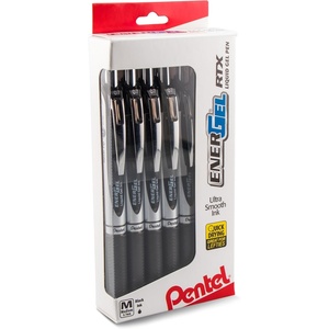 image:imageENERGEL Pentel RTX Retractable Liquid Gel Pen 07mm Medium Line Metal Tip Black Ink Window BL77PC12A1 Pack of 1 12 Count Total