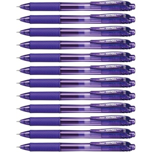 image:imagePentel 05mm EnerGelX Retractable Liquid Gel Pen with Needle Tip and Violet Ink Box of 12 BLN105V