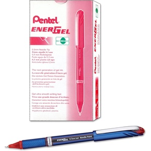 image:imagePentel ENERGEL NV Liquid Gel Pen 05mm Fine Line Capped Needle Tip Black Ink Box of 12 BLN25ARed