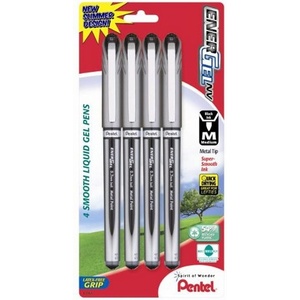 image:imagePentel ENERGEL NV Liquid Gel Pen 07mm Medium Line Metal Tip Blue Ink 4 Pack BL27BP4CBlack