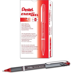 image:imagePentel ENERGEL NV Liquid Gel Pen 10mm Bold Line Capped Metal Tip Red Ink Box of 12 BL30BRed