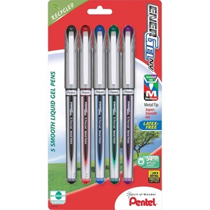 image:imagePentel ENERGEL NV Liquid Gel Pen Medium Line Metal Tip Assorted Ink 5 Pack BL27BP5M