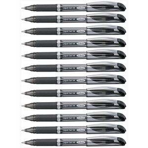 image:imagePentel EnerGel Deluxe Liquid Gel Pen Bold Line Metal Tip Blue Ink Box of 12 BL60CBlack