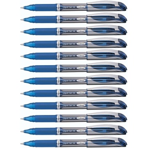 image:imagePentel EnerGel Deluxe Liquid Gel Pen Bold Line Metal Tip Blue Ink Box of 12 BL60CBlue