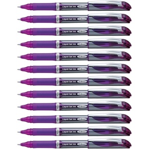 image:imagePentel EnerGel Deluxe Liquid Gel Pen Bold Line Metal Tip Blue Ink Box of 12 BL60CViolet