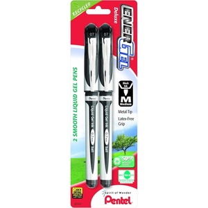 image:imagePentel EnerGel Deluxe Liquid Gel Pen Medium Line Metal Tip Black Ink 2 Pack BL57BP2A