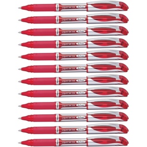 image:imagePentel EnerGel Deluxe Liquid Gel Pen Medium Line Metal Tip Blue Ink Box of 12 BL57CRed