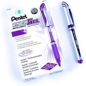 image:imagePentel EnerGel Deluxe Liquid Gel Pen Medium Line Metal Tip Blue Ink Box of 12 BL57CViolet