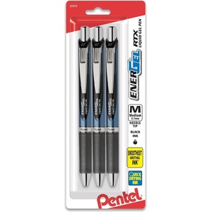 image:imagePentel EnerGel Deluxe RTX Retractable Liquid Gel Pen 07mm Needle Tip Blue Ink 3 Pack BLN77BP3CBlack