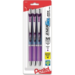 image:imagePentel EnerGel Deluxe RTX Retractable Liquid Gel Pen 07mm Needle Tip Blue Ink 3 Pack BLN77BP3CViolet