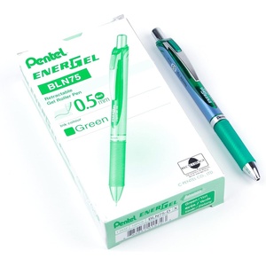 image:imagePentel EnerGel Deluxe RTX Retractable Liquid Gel Pen Fine Line Needle Tip Violet Ink Box of 12 BLN75VGreen