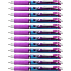image:imagePentel EnerGel Deluxe RTX Retractable Liquid Gel Pen Fine Line Needle Tip Violet Ink Box of 12 BLN75VViolet