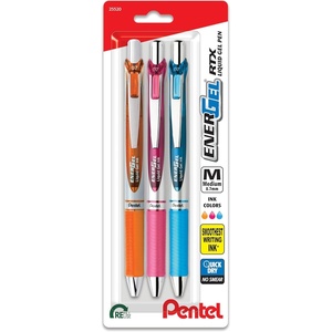image:imagePentel EnerGel Deluxe RTX Retractable Liquid Gel Pen Medium Line Metal Tip Assorted Ink 3 Pack BL77BP3M2Assorted 2