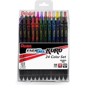 image:imagePentel EnerGel Kuro Liquid Gel Pen 07mm Medium line Assorted Ink 24pk