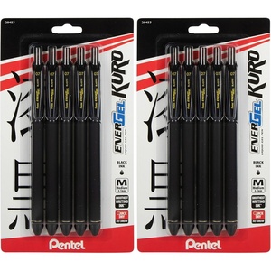 image:imagePentel EnerGel Kuro Liquid Gel Pen 07mm Medium line Black Ink 5 Pack5 Count Pack of 2