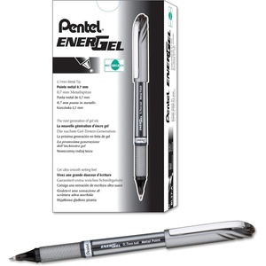 image:imagePentel EnerGel NV Liquid Gel Pen 07mm Medium Line Capped Metal Tip Black Ink Box of 12 BL27ABL27APack of 48