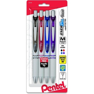 image:imagePentel EnerGel Pearl RTX Retractable Liquid Gel Pen 07mm Medium Line Needle Tip Assorted Ink Colors Pack of 4 BLN77WBP4MAssorted