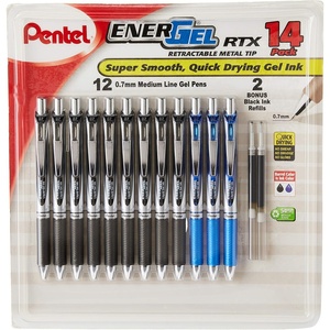 image:imagePentel EnerGel Pearl Retractable Liquid Gel Pen 07mm BlackBlueViolet Ink 12 Pack BL77W12CBlackBlue