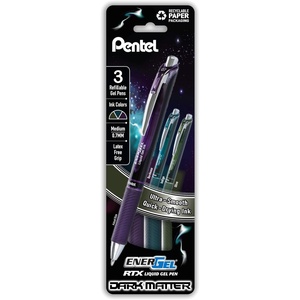 image:imagePentel EnerGel RTX Dark Matter Liquid Gel Pen 07mm Assorted Dark Ink Colors Pack of 3 BL77DMPF3M