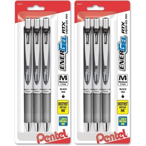 image:imagePentel EnerGel RTX Liquid Gel Ink Pens 07mm Medium Line Black Ink Pack of 3 BL77BP3A3 Count Pack of 2