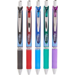 image:imagePentel EnerGel RTX Retractable Liquid Gel Pen 05mm Fine Line Metal Tip Assorted Ink Colors Pack of 5 BLN75BP5MAssorted