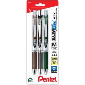 image:imagePentel EnerGel RTX Retractable Liquid Gel Pen 07mm Chill Hue Turquoise Green and Lime Green Ink Pack of 3 Pens BL77CHIBP3MCamo