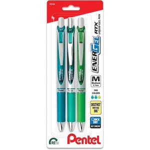 image:imagePentel EnerGel RTX Retractable Liquid Gel Pen 07mm Chill Hue Turquoise Green and Lime Green Ink Pack of 3 Pens BL77CHIBP3MChill