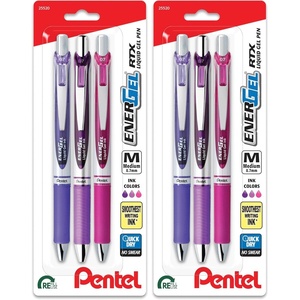 image:imagePentel EnerGel RTX Retractable Liquid Gel Pen 07mm Journaling Hue Red Pink and Coral Ink Pack of 3 Pens BL77RBJBP3M3 Count Pack of 2